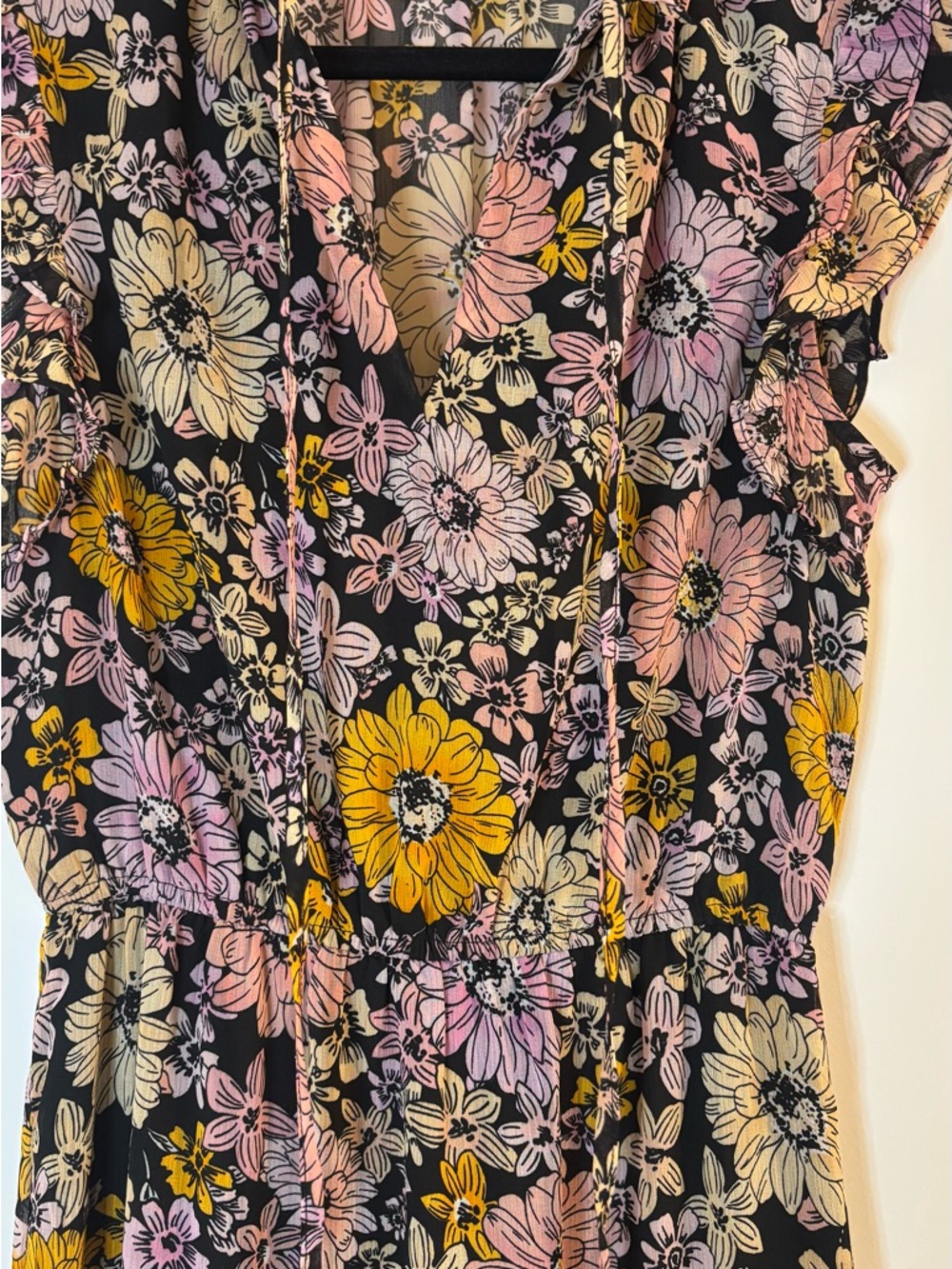 BB Dakota Black Floral Maxi Dress with Pink & Yellow Blooms - Picture 3 of 9
